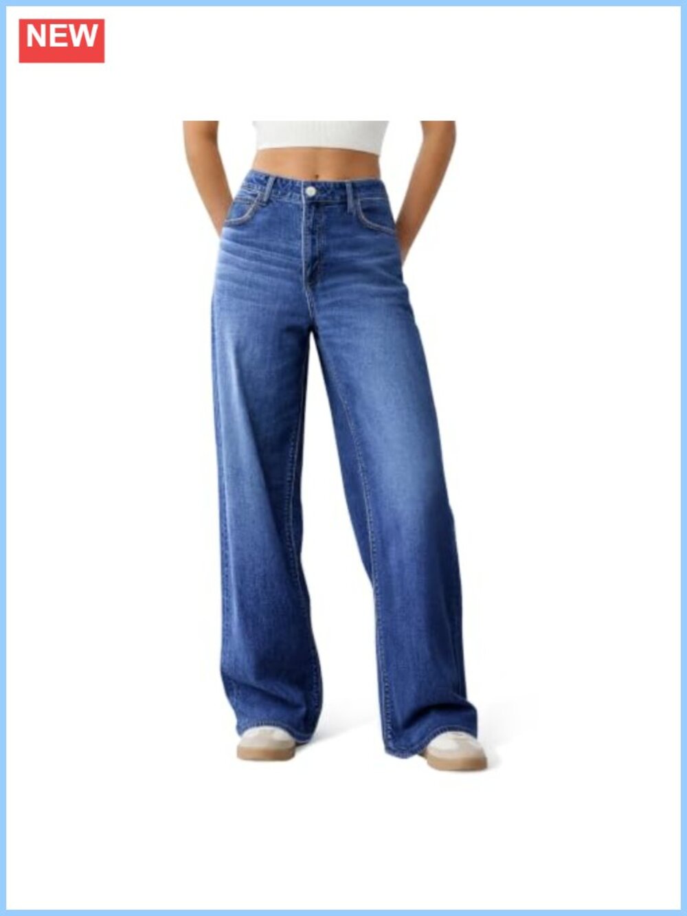 Women's Wide Leg High Waisted Baggy Straight Denim Jeans Pants